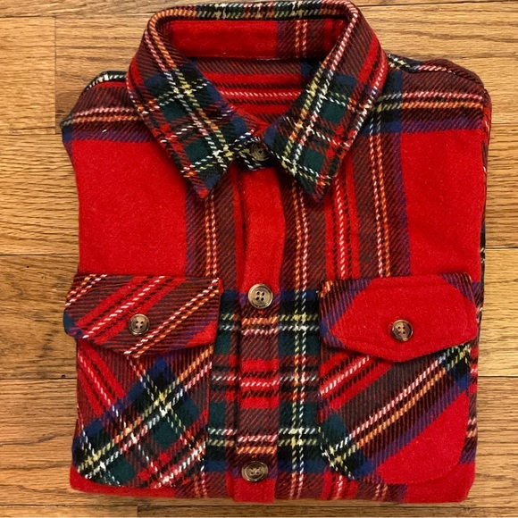 Boys Red Plaid Thick Button Down Flannel/Wool Like Jacket Shirt / Size 6 / NWOT - Picture 8 of 9